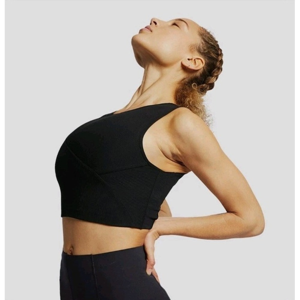 Nike Pro Hypercool Performance Crop Top Womens XS Black Ribbed Tank